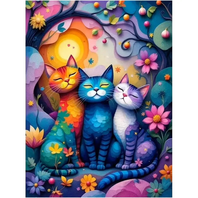 Blooming Cat Diamond Art 11.8" x 15.8"