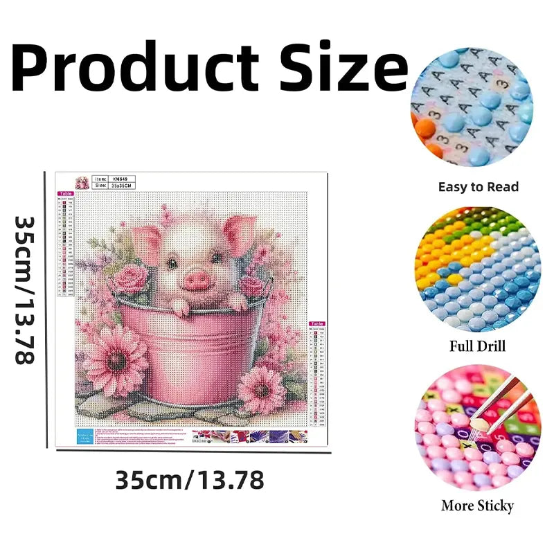 Sunny Farm Piglet Art 13.78" x 13.78"