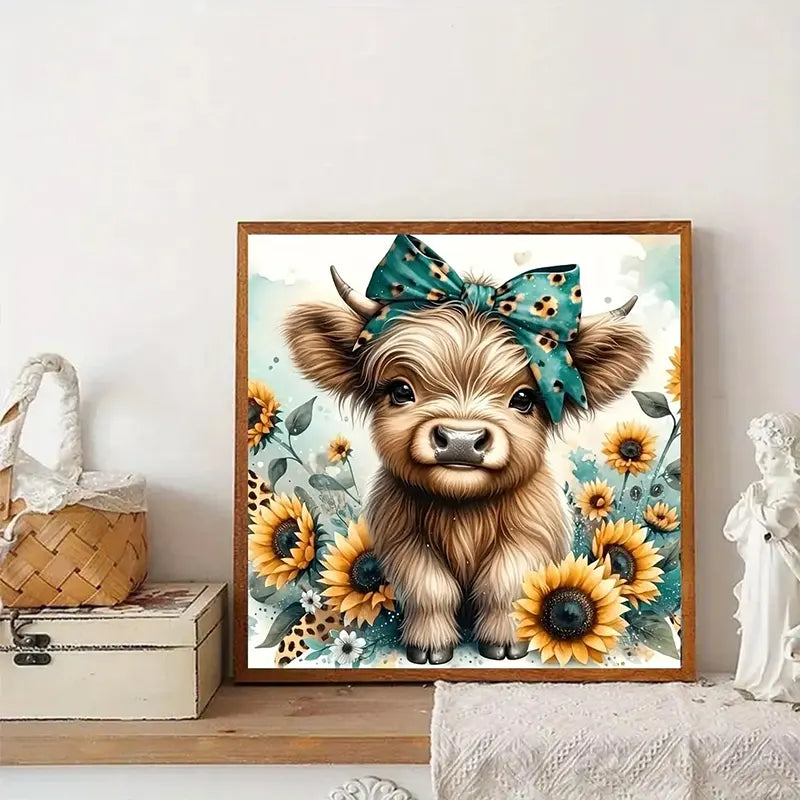 Rustic Highland Cow Art 13.78" x 13.78"