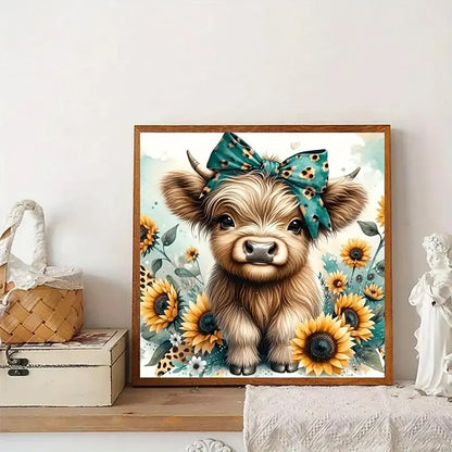 Rustic Highland Cow Art 13.78" x 13.78"