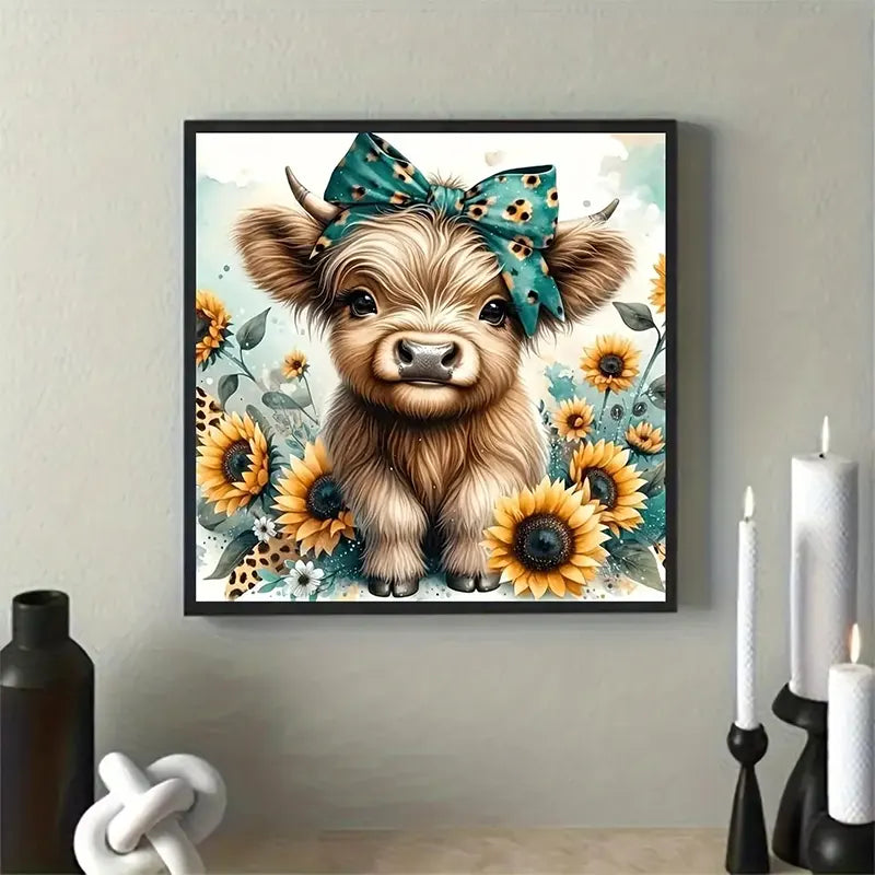 Rustic Highland Cow Art 13.78" x 13.78"