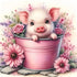Sunny Farm Piglet Art 13.78" x 13.78"
