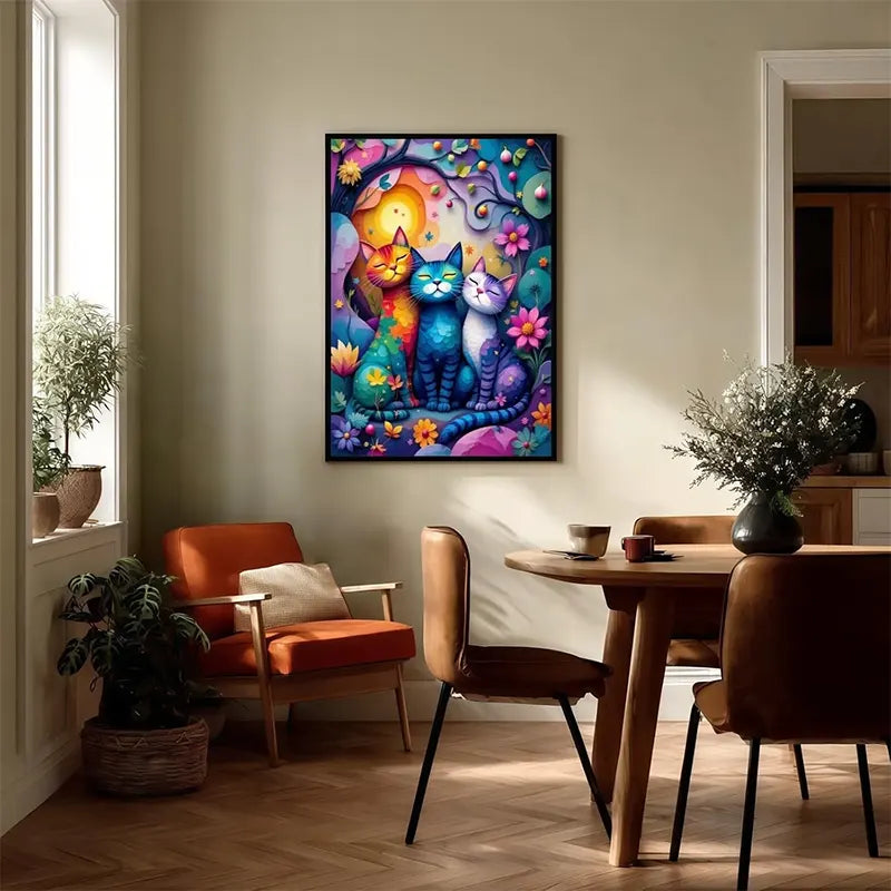 Blooming Cat Diamond Art 11.8" x 15.8"