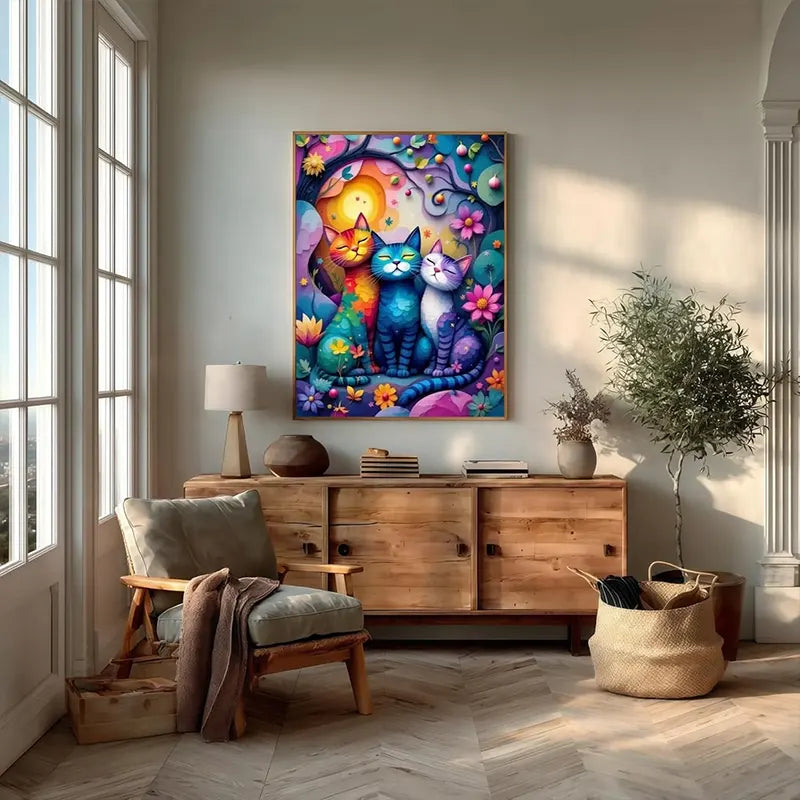 Blooming Cat Diamond Art 11.8" x 15.8"