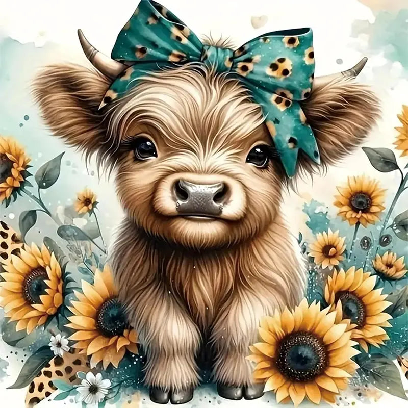 Rustic Highland Cow Art 13.78" x 13.78"