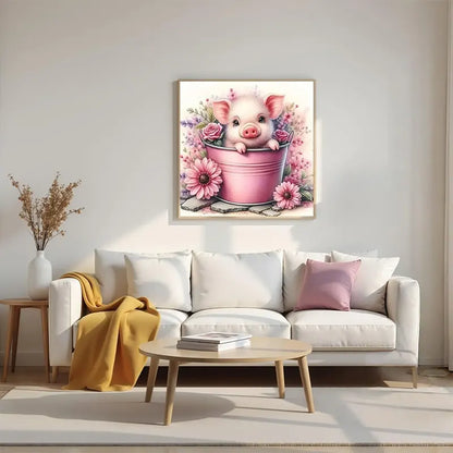 Sunny Farm Piglet Art 13.78" x 13.78"