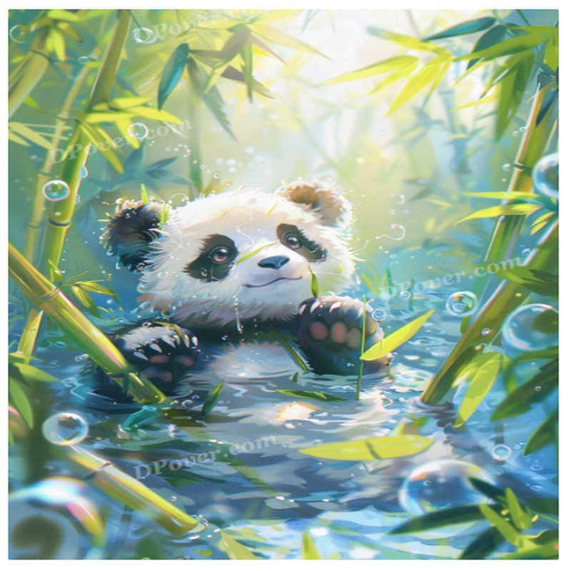 Cute Baby Panda in Bamboo Forest Diamond Painting Kit